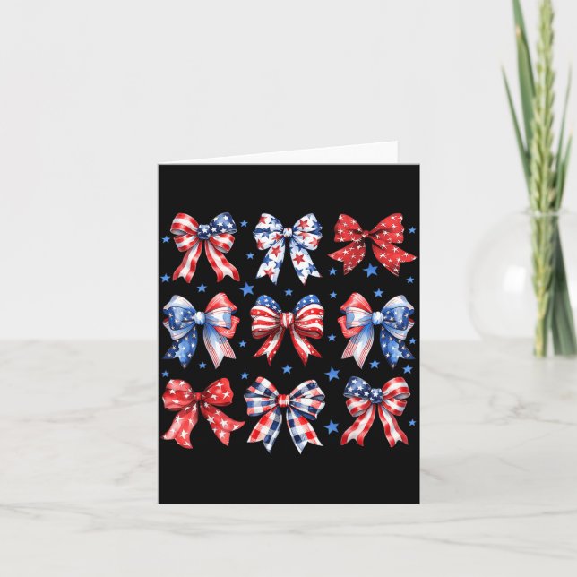 Coquette-bågar Röd Vit Blå USA-flagga 4 juli Kort (Framsida)