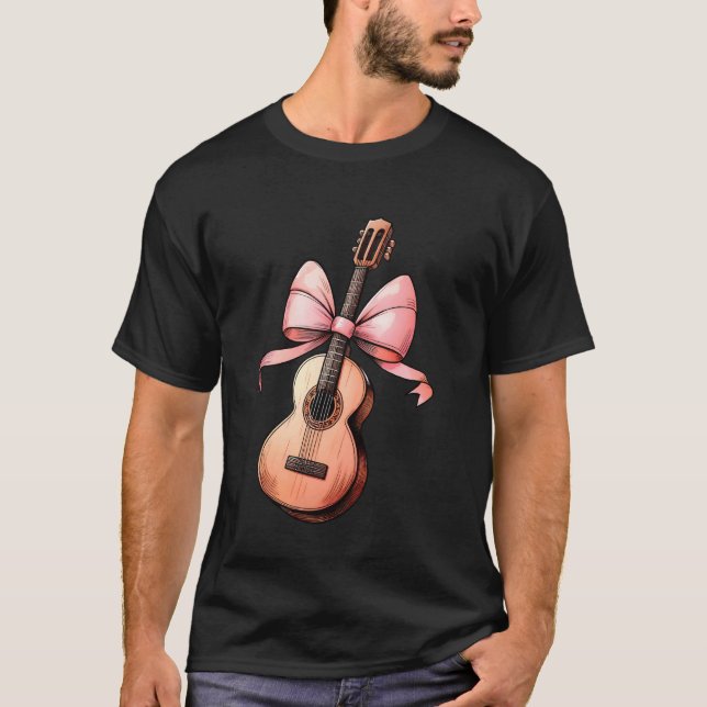 Coquette-båge Gitarr Mamma Gitarrist Mors Dag Rosa T Shirt (Framsida)