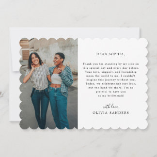 Coquette-båge till min brudtärna bröllopsdagsfoto tack kort