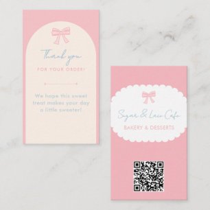 Coquette Bakery Tack QR-kod med rosa slinga Visitkort