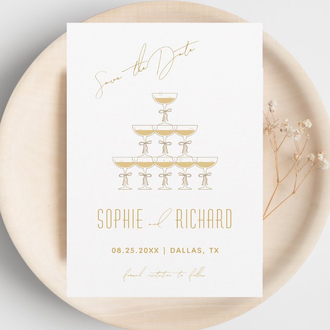 Coquette Band Champagne Tårn Bröllopsfontän Spara Datumet (Skapare uppladdad)