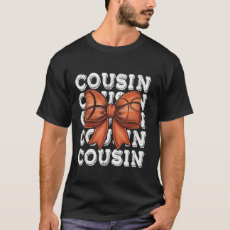 Coquette Basketball COUSIN Matching Family Bow T Shirt