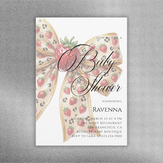 Coquette Berry Bow Simple Template Baby Shower Inbjudningar (Skapare uppladdad)