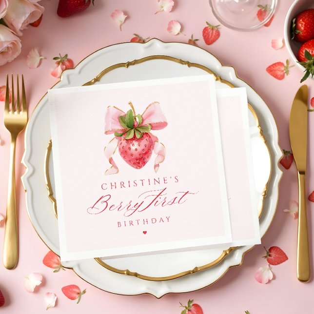 Coquette Berry First Birthday Pappersservett (Skapare uppladdad)