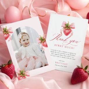 Coquette Berry First Birthday Photo Tack Kort