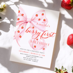 Coquette Berry First Birthday Strawberry Invatio Inbjudningar