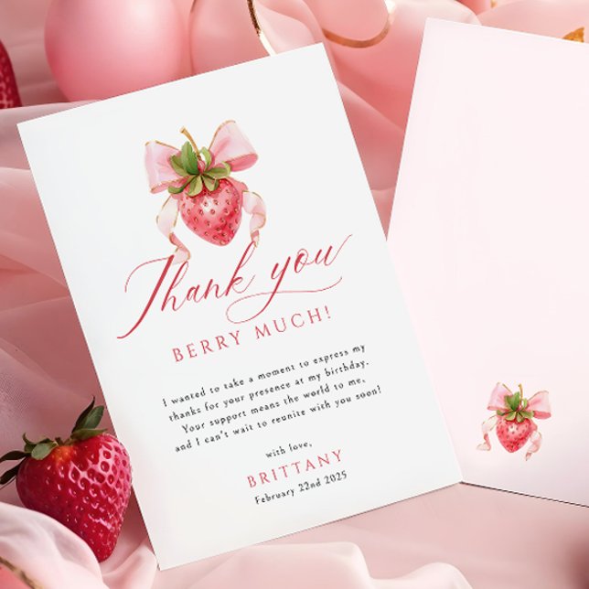 Coquette Berry First Birthday Tack Kort (Skapare uppladdad)