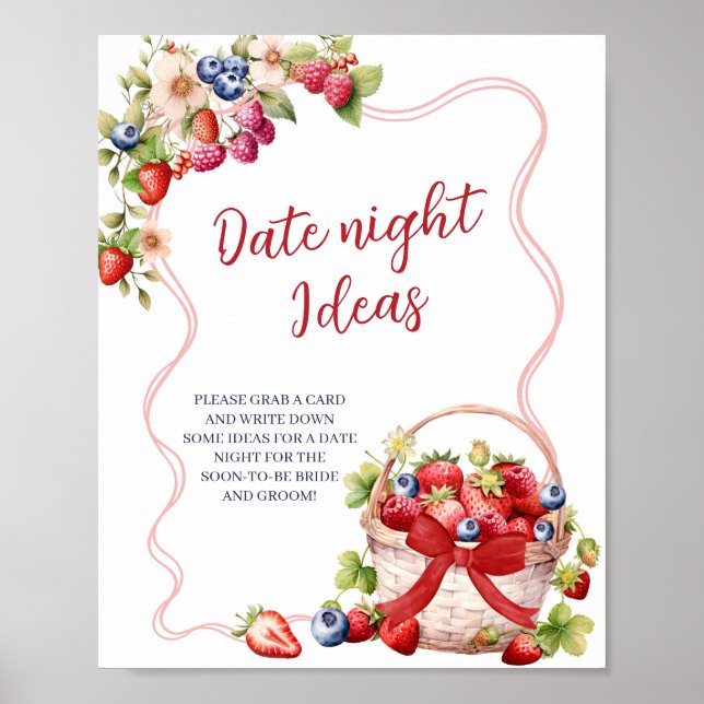 Coquette Berry Förälskad Date Night Idé Spel Skylt (Framsidan)