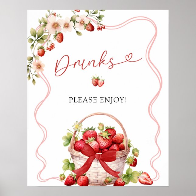 Coquette Berry Förälskad Drycker Festskylt Poster (Framsidan)