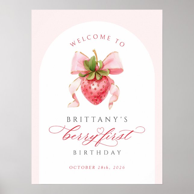 Coquette Berry Första Födelsedagen DIGITAL poster (Framsidan)