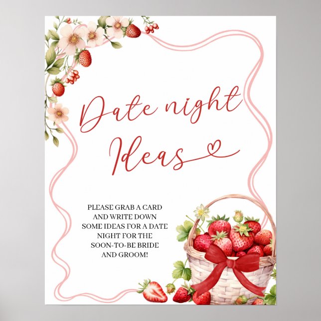 Coquette Berry in Kärlek Date Night Idea Game Sign Poster (Framsidan)