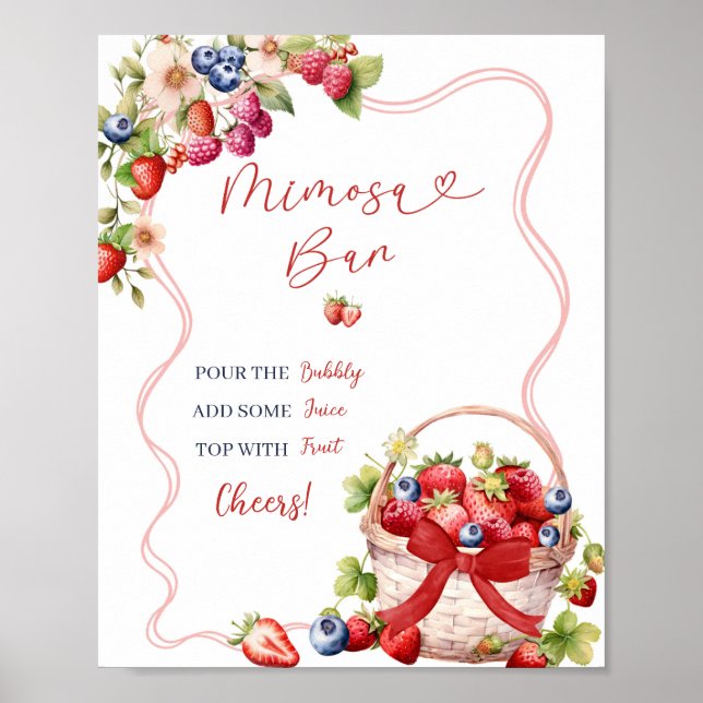 Coquette Berry In Love Bröllopsdusch Mimosa Affisc Poster (Framsidan)