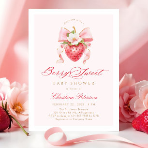 Coquette Berry Söt Blommig Baby Shower Inbjudan