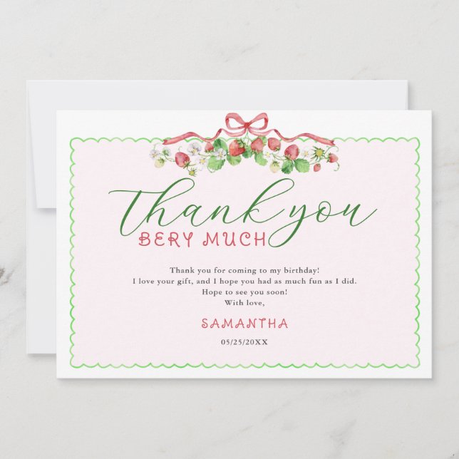 Coquette Berry Sweet any Age Birthday Tack Kort (Framsida)