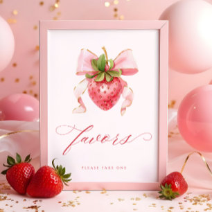 Coquette Berry Sweet Baby Shower Favors Bord-tecke Poster