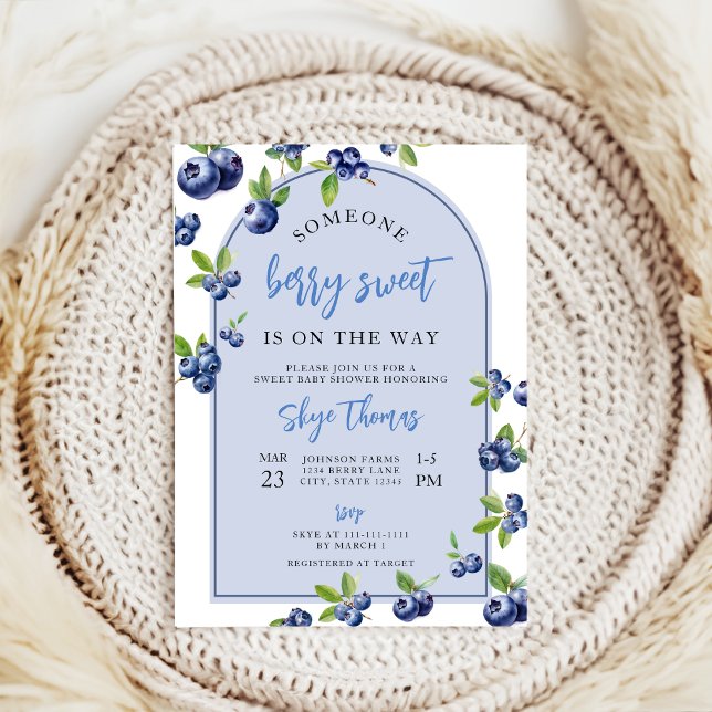Coquette Berry Sweet blueberry Baby Shower Inbjudningar (Skapare uppladdad)