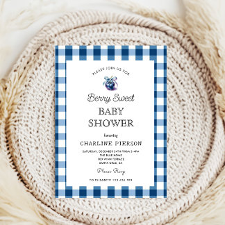 Coquette Berry Sweet blueberry Baby Shower Inbjudningar