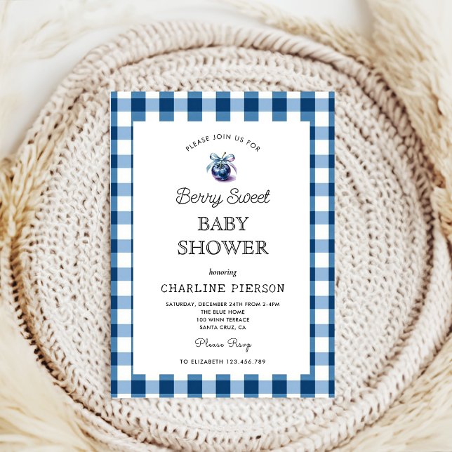 Coquette Berry Sweet blueberry Baby Shower Inbjudningar (Skapare uppladdad)