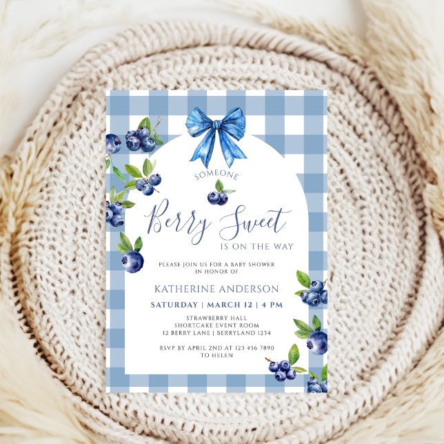 Coquette Berry Sweet blueberry Baby Shower Inbjudningar (Skapare uppladdad)