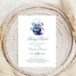 Coquette Berry Sweet blueberry Baby Shower Inbjudningar