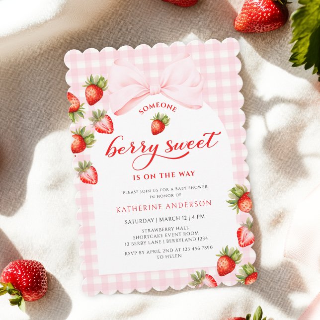 Coquette Berry Sweet Strawberry Baby Shower Inbjudningar (Skapare uppladdad)