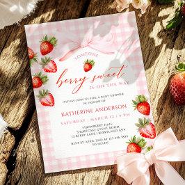 Coquette Berry Sweet Strawberry Baby Shower Inbjudningar