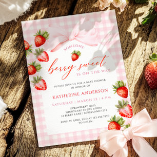 Coquette Berry Sweet Strawberry Baby Shower Inbjudningar