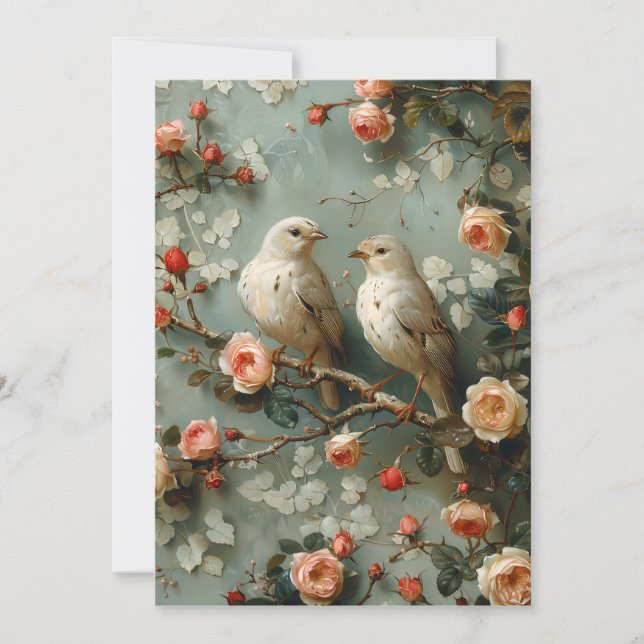 Coquette Birds Blommigt Inbjudningar (Framsida)