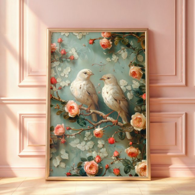 Coquette Birds Blommigt Poster (Skapare uppladdad)