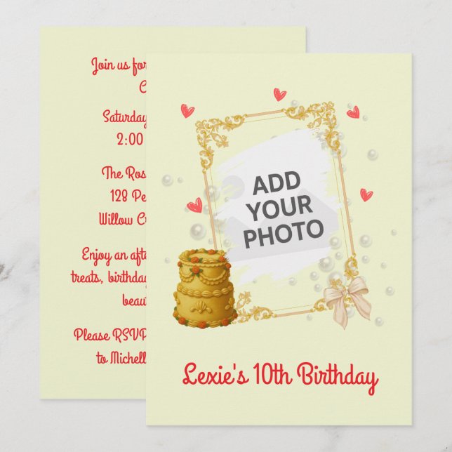 Coquette Birthday Invitation Inbjudningar (Fram/baksida)