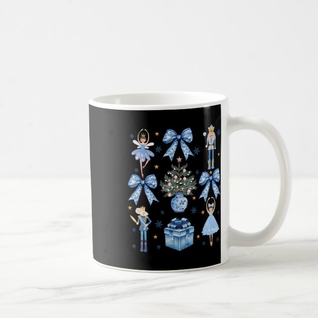 Coquette blå rosett nötknäppare julmerry jul  kaffemugg (Höger)