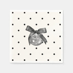 Coquette Black Bow & Disco Boll Elegant Birthday Pappersservett