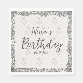 Coquette Black Bow & Disco Boll Elegant Birthday Pappersservett