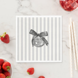 Coquette Black Bow & Disco Boll Elegant Birthday Pappersservett