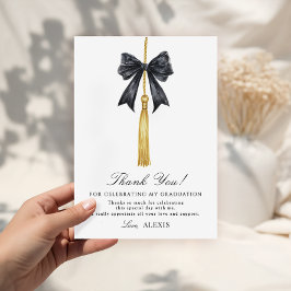 Coquette Black Bow on Tassel Graduation  Tack Kort