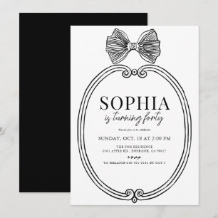 Coquette Black Bow/Ribbon Ram Vuxen Birthday Inbjudningar