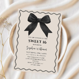 Coquette Black Bow Sweet 16-dagars inbjudan