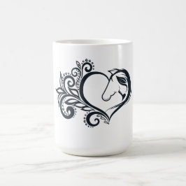 Coquette Black Heart Horse Girl Feminine Elegant Kaffemugg