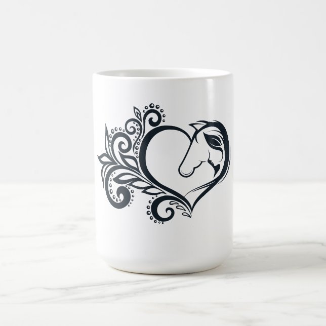 Coquette Black Heart Horse Girl Feminine Elegant Kaffemugg (Center)