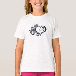 Coquette Black Heart Horse Girl Feminine Elegant T Shirt