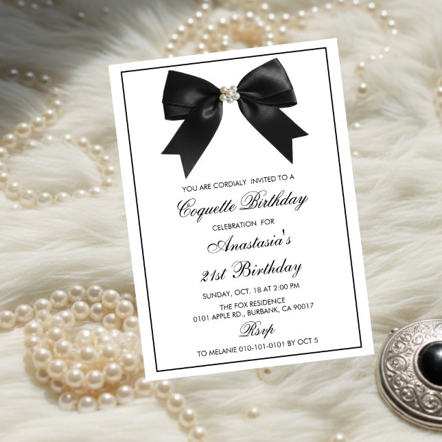 Coquette Black Ribbon,Coquette Party Birthday  Inbjudningar (Skapare uppladdad)