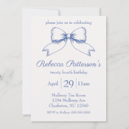Coquette Blått Lintband Feminint Party Inbjudningar