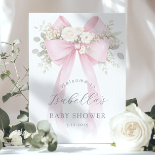 Coquette Blommig Rosa Slöja Baby Flicka Shower Väl Poster