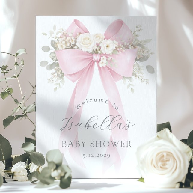 Coquette Blommig Rosa Slöja Baby Flicka Shower Väl Poster (Skapare uppladdad)