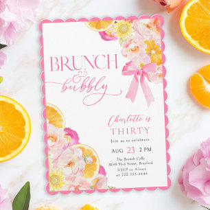 Coquette Blommigt Brunch & Bubly Birthday Inbjudningar