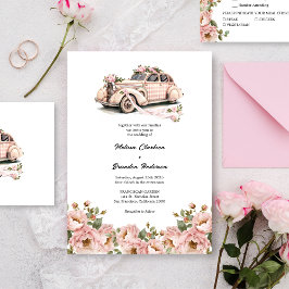 Coquette Blommigt Rosa Bröllop Inbjudningar