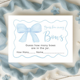 Coquette Blue Bow Baby Shower anger hur många spel Tilläggskort