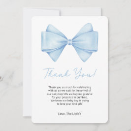 Coquette Blue Bow Baby Shower - tack för ditt kort