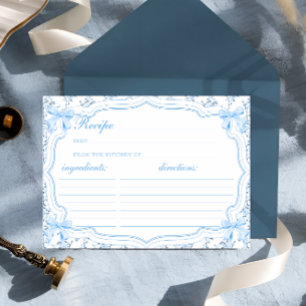Coquette Blue Bow Recipe för Bride Recipe Card