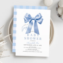 Coquette Blue Bow Ribbon Boy Shower